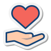 Cartoon icon of hand holding love heart